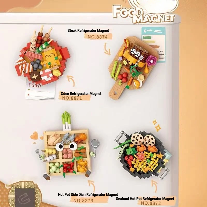 Romantic holiday children's building blocks toys gifts, DIY micro-particle food post creative model ornaments, educational toys