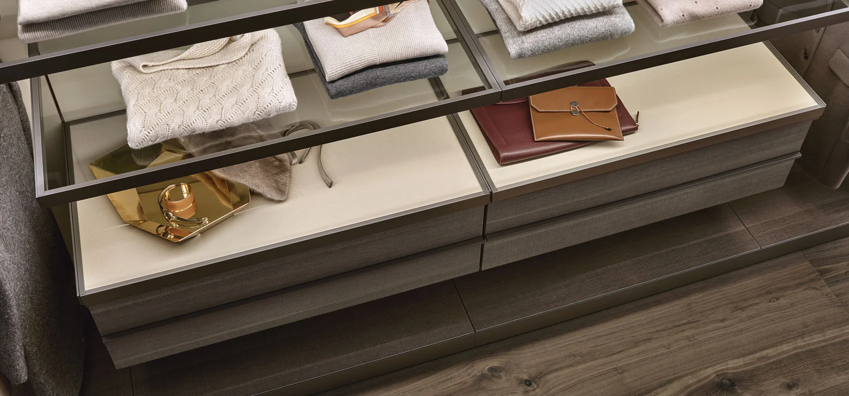 أنظمة خزانة المشي الحديثة الفاخرة المخصصة في خزانة الملابس تصميم خزائن مرحاض خشبية لخزانة الملابس المفتوحة #5