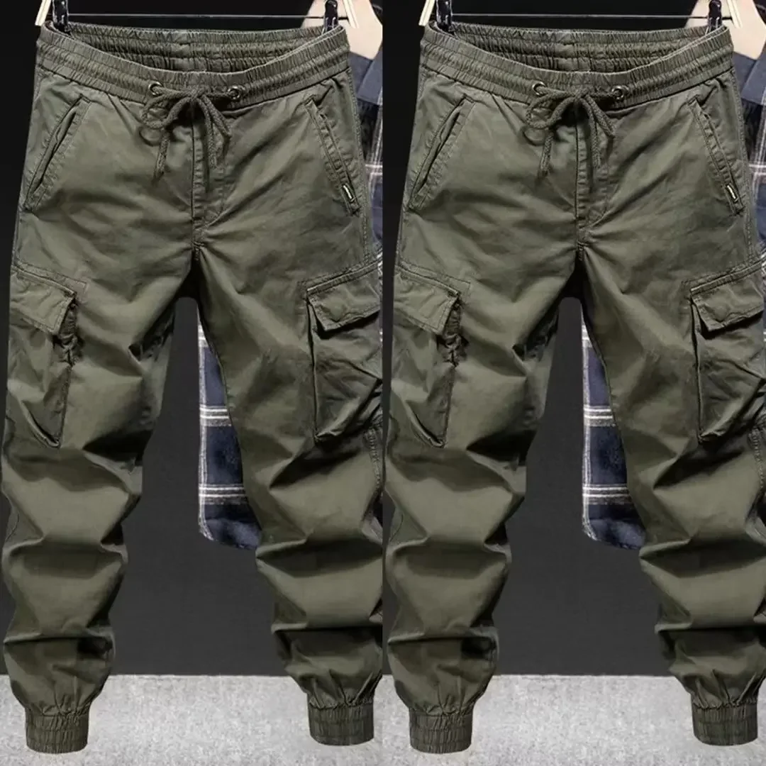 Fashionable Casual Pants Men's Loose-fit Youth Style Cargo Pants Solid Color Cropped Trendy Branded Footwear For Spring Autumn