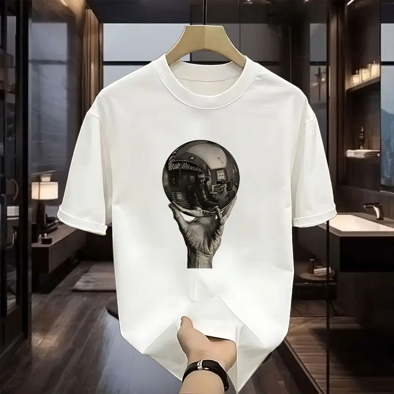 

Pure Cotton Light Luxury Trendy Brand Unisex Spring and Summer T-shirt Top Short Sleeved T-shirt New Casual Versatile T-shirt