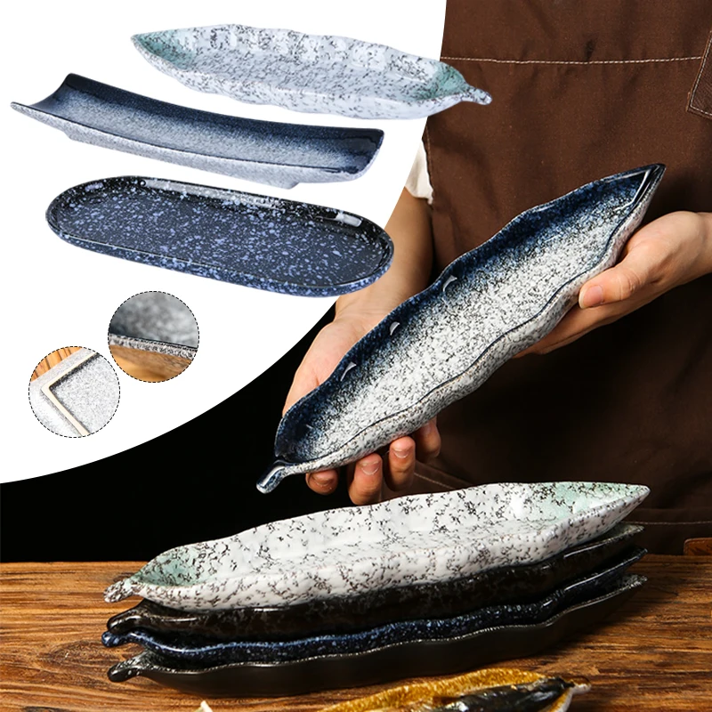 

Japanese Boat Cuisine Sashimi Cutlery Ceramic Cold Dish Saury Sushi Serving Plate Eel Sashimi Platter Dessert Plate Snack Tray