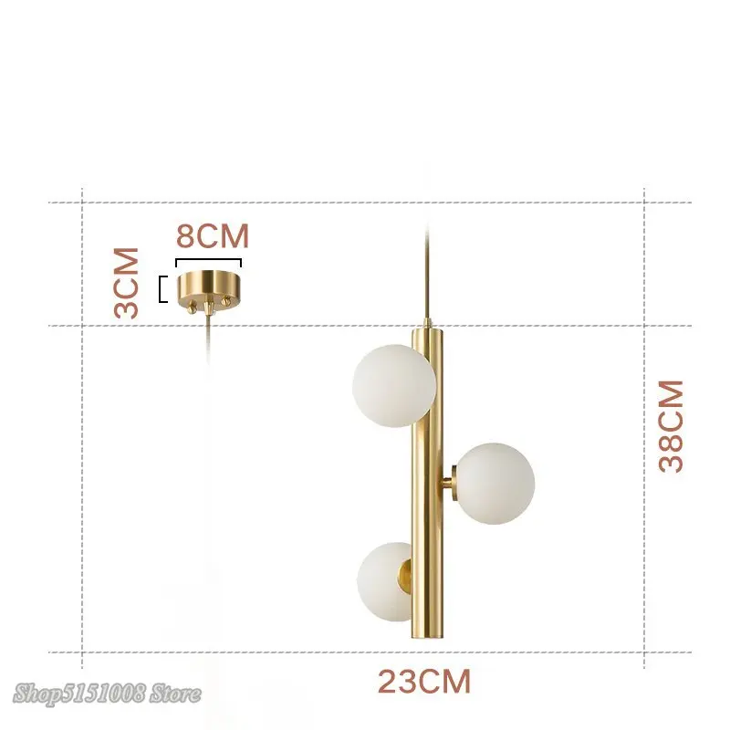 Nordic Designer Golden Pendant Lights Creative Magic Bean Frosted Glass Ball hanging lamp Living Room Bedside Led Light Fixtures