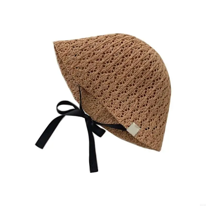 

Q22D Travel Beach Caps Kids Strap Tied Sun Hat with Breathable Designing, Fashion Girls Fisherman Caps Outdoor Baby Sunhat