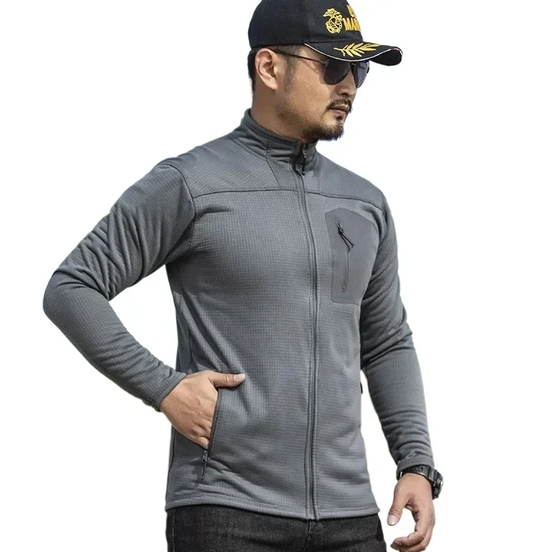 

Outdoor Men's Tactical Fleece Lining Softshell Jackets Spring Autumn Warm Windproof Lightweight Sports Jacket for Hiking Cycling