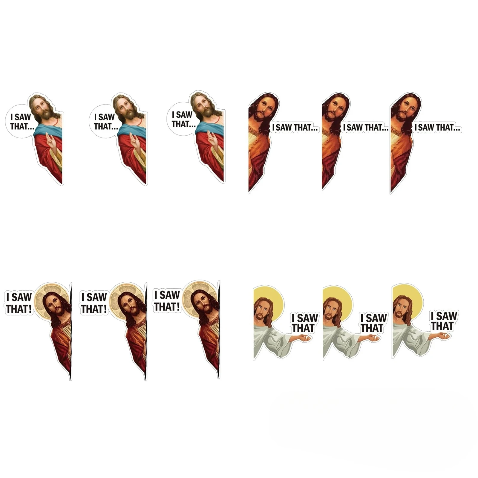 

3pcs Jesus I Saw That Stickers 3In Funny Jesus Stickers Car Window Car trunk full body stickers