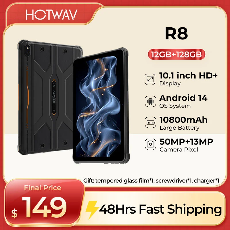 

Новые прочные планшеты HOTWAV R8, Android 14 10,1 дюйма, HD + 1080 мАч, мини-ПК, 5 МП + 13 МП, камера 12, 128 ГБ, 8-ядерный процессор, 4G, три доказательства, глобальный планшет