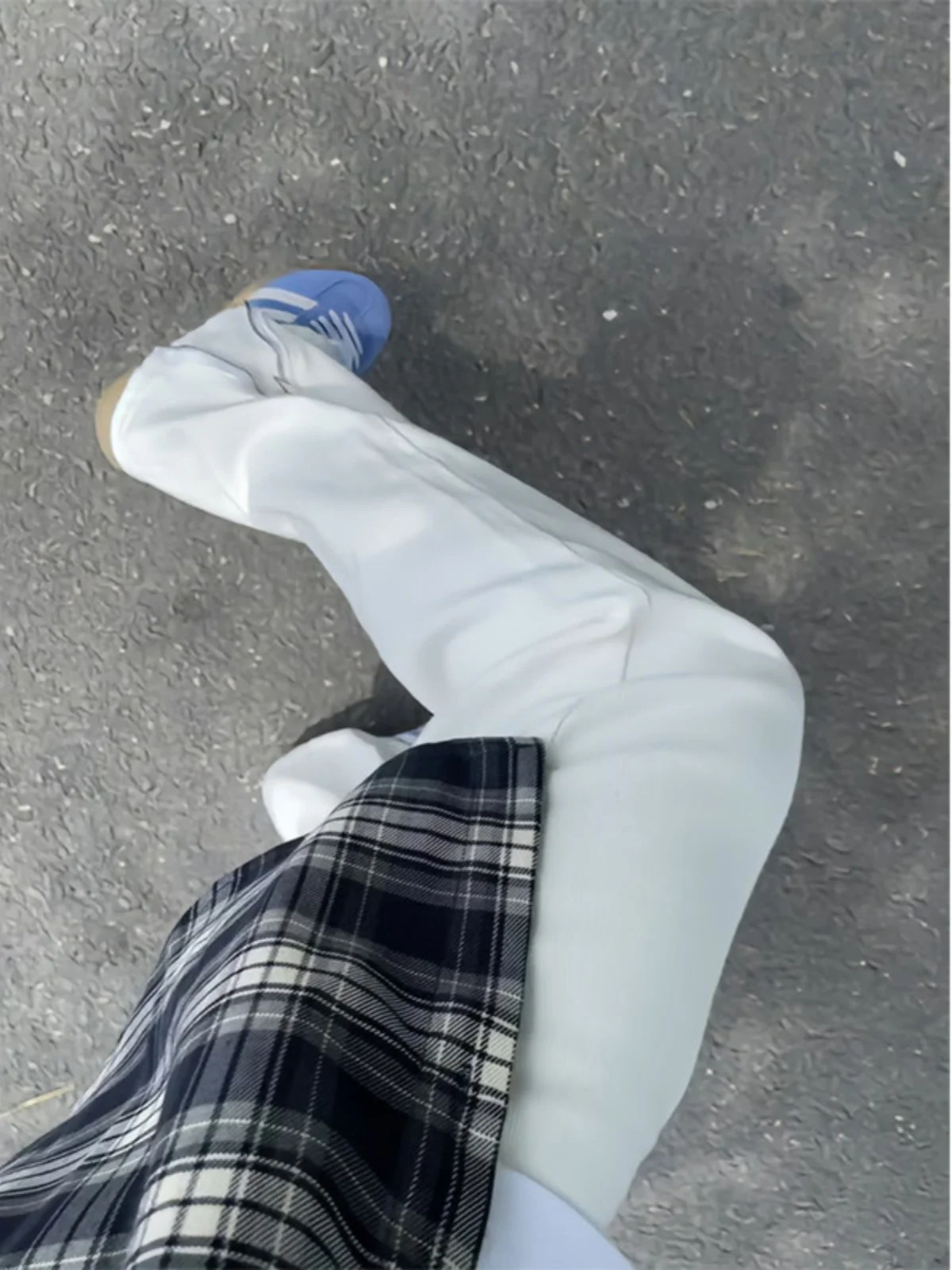 

White Zipper Cuffed Jeans Men's Summer Thin High Street American Vibe Flared Pants Youth Faion Polyester Fiber Long Pants