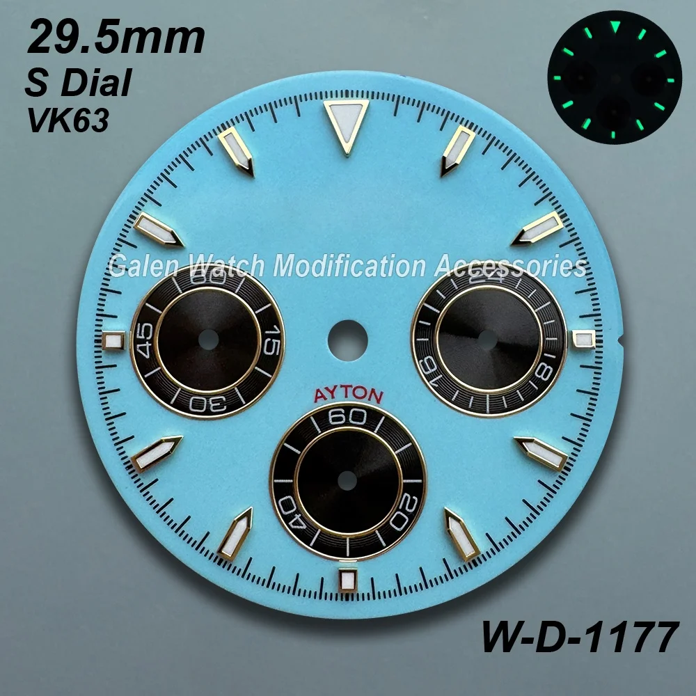 29.5mm S Logo Panda DTN Diamond Dial Fit VK63 Quartz Movement Green/No Luminous High Quality Watch Modification Accessories - view 3