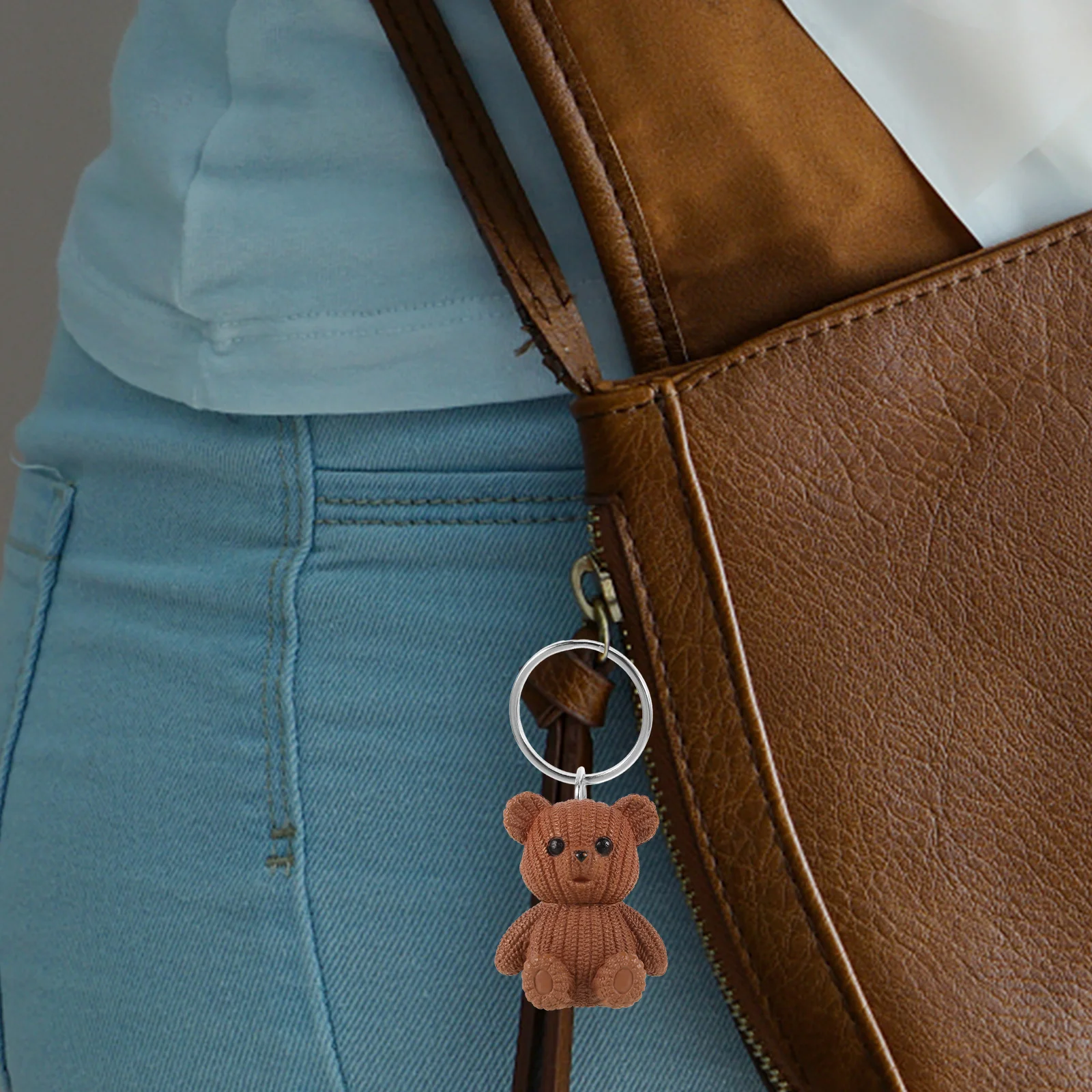 

4Pcs Bear Keychain Miniatures Cute Desktop Garden Small Decorations Micro Landscape Bear Adornments Car Interior Decor