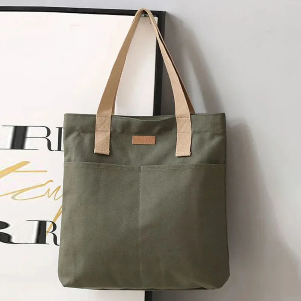 1Pc frauen Einkaufstasche Leinwand Nähgarn Große Kapazität Erweiterte Sinn Handtasche Bequem Praktische Weibliche der Pendler Tasche – Detail 8