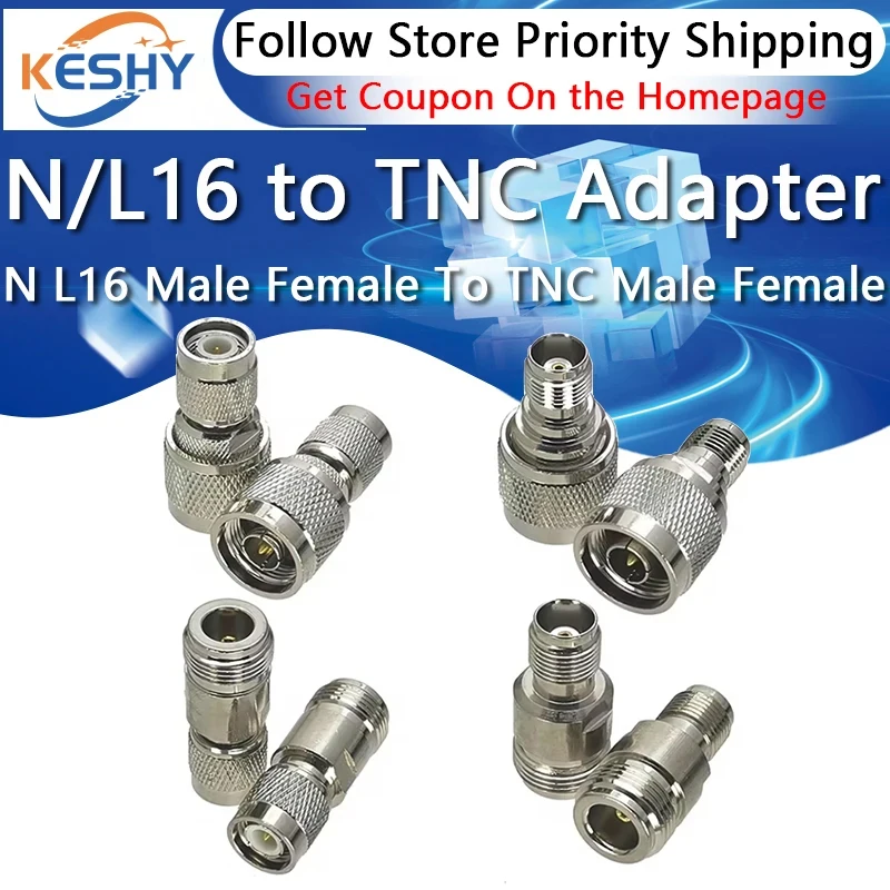 

1-10PCS L16 N Male Female To TNC Male Female Straight Connector Adapter L16 N To TNC Male Female Coax Brass Nickel Plated