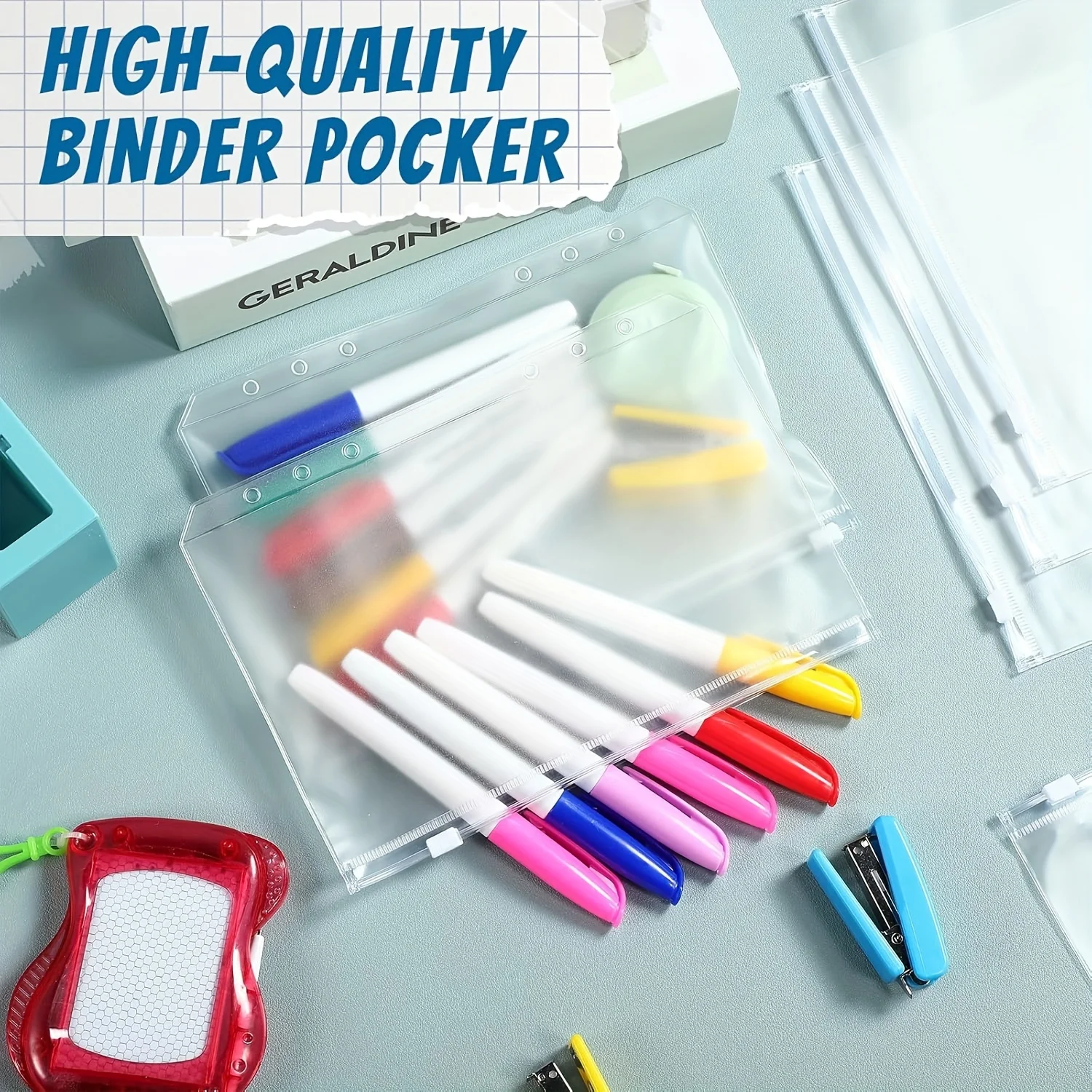 15/25 قطعة جيوب بسحاب A5، مجلدات شفافة مع 6 فتحات، مناسبة لأجهزة الكمبيوتر المحمولة ذات 6 حلقات، منظم ملفات PVC مقاوم للماء