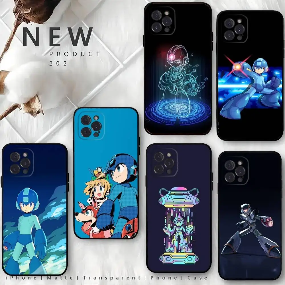 

R-Rockman M-Megaman Phone Case For iPhone 16,15,14,13,12 Mini 11 Pro XR,X,XS,MAX 7,8 Plus Silicone Cover Soft Black