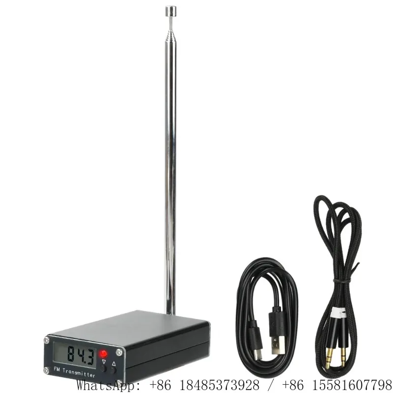 0.5W FM Transmitter 76-108MHz Stereo Digital Display Audio Transmitter 2000 Meter Range Type-C Interface Audio Broadcast Module
