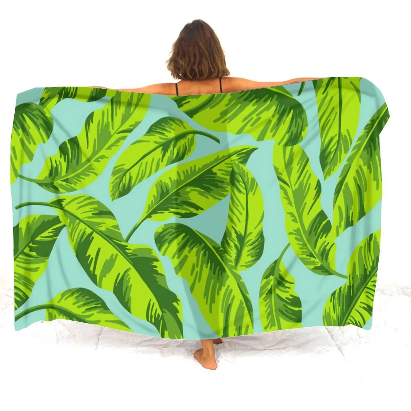 

Тропический пляжный накидка, настраиваемый полинезийский саронг с цветочным принтом для женщин, легкая шаль для отпуска, юбка, готовая до курорта