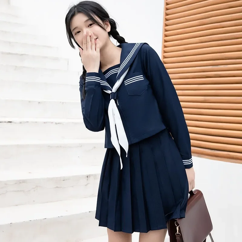 School Uniform Dress Cosplay Costume Japan Anime Girl Lady Lolita Japanese Schoolgirls Sailor Top Tie Pleated Skirt Outfit Women