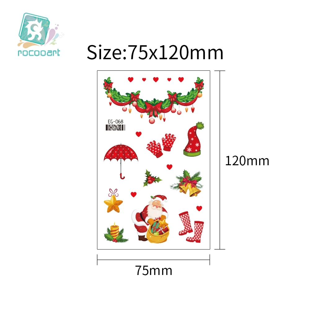 Latest Children Birthday Gift Rocooart Brand EC Lovely Face Glitter Christmas Stickers Temporary Tattoos for Kid