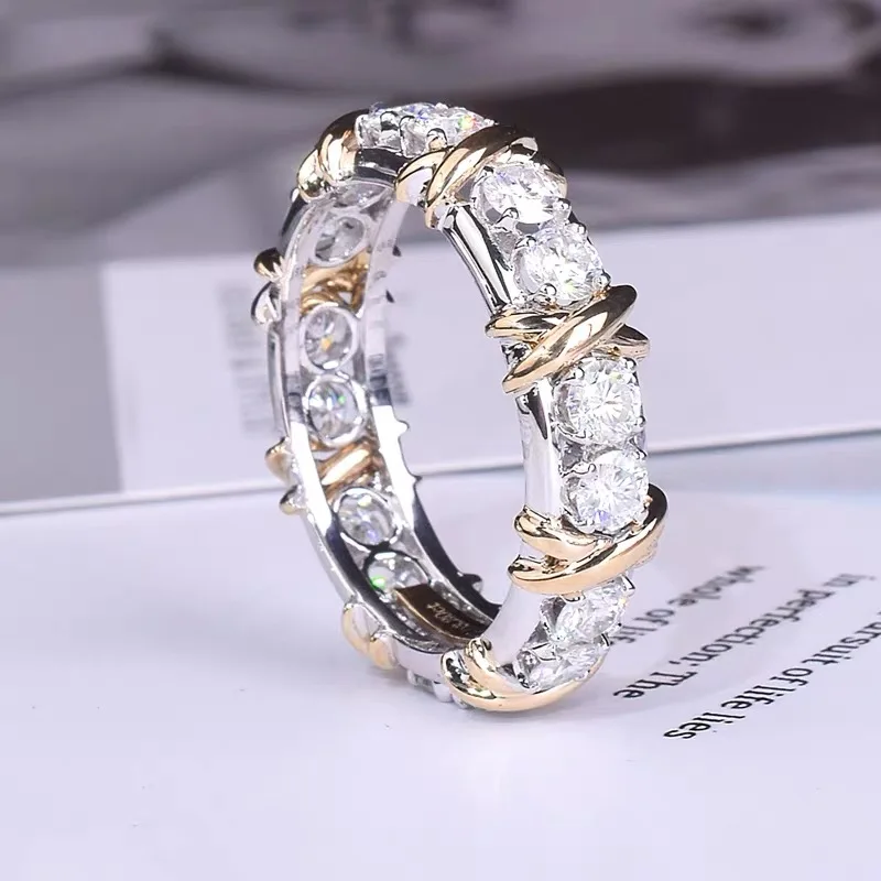 Anillo de oro de 10 quilates hecho a mano para mujer, sortija de diamante de laboratorio de 4mm, joyería de plata de ley 925, sortija de compromiso,