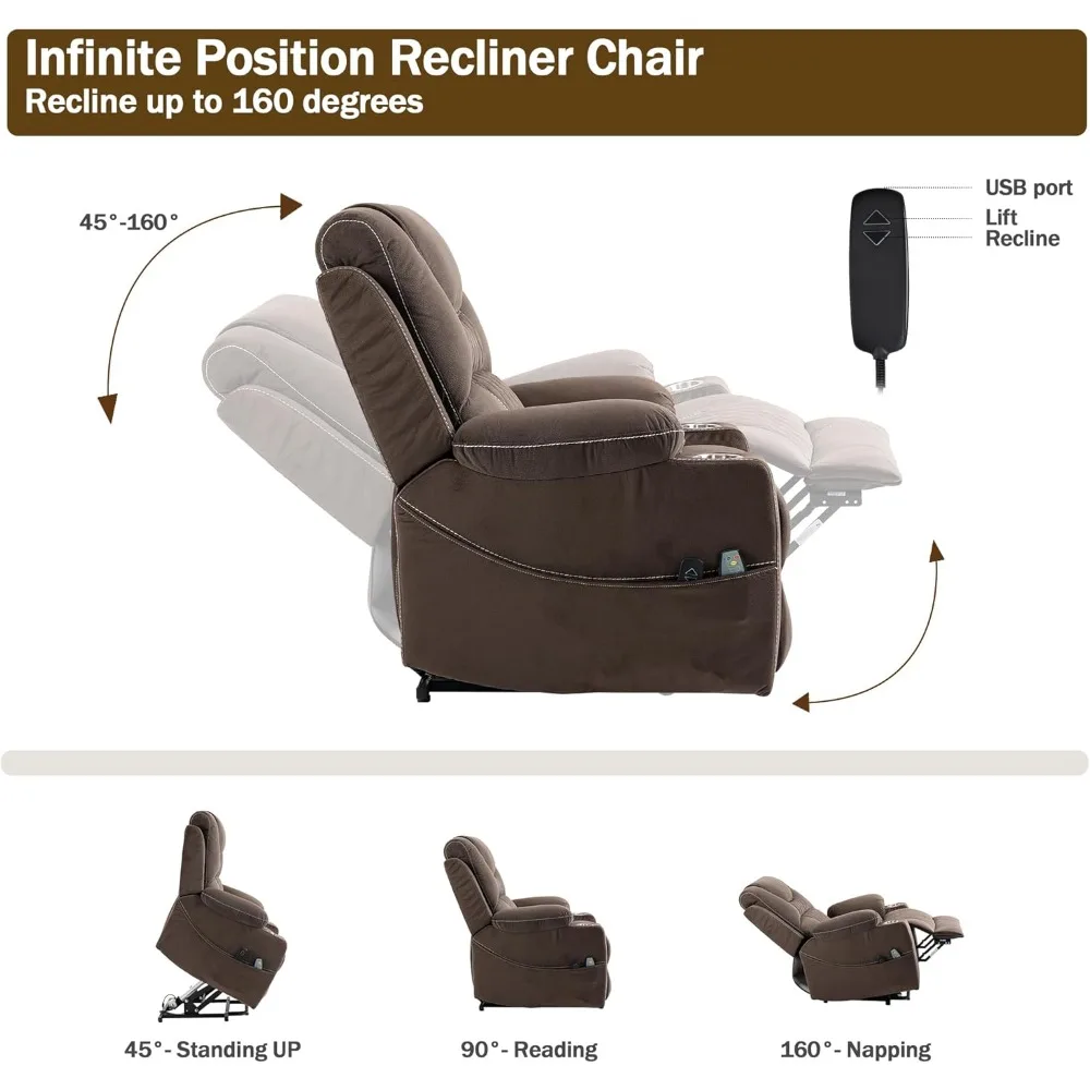 高齢者向けマッサージ・ヒーター付き電動リクライニングチェア、人間工学に基づいた電動リクライニングチェア、大人用シングルソファ