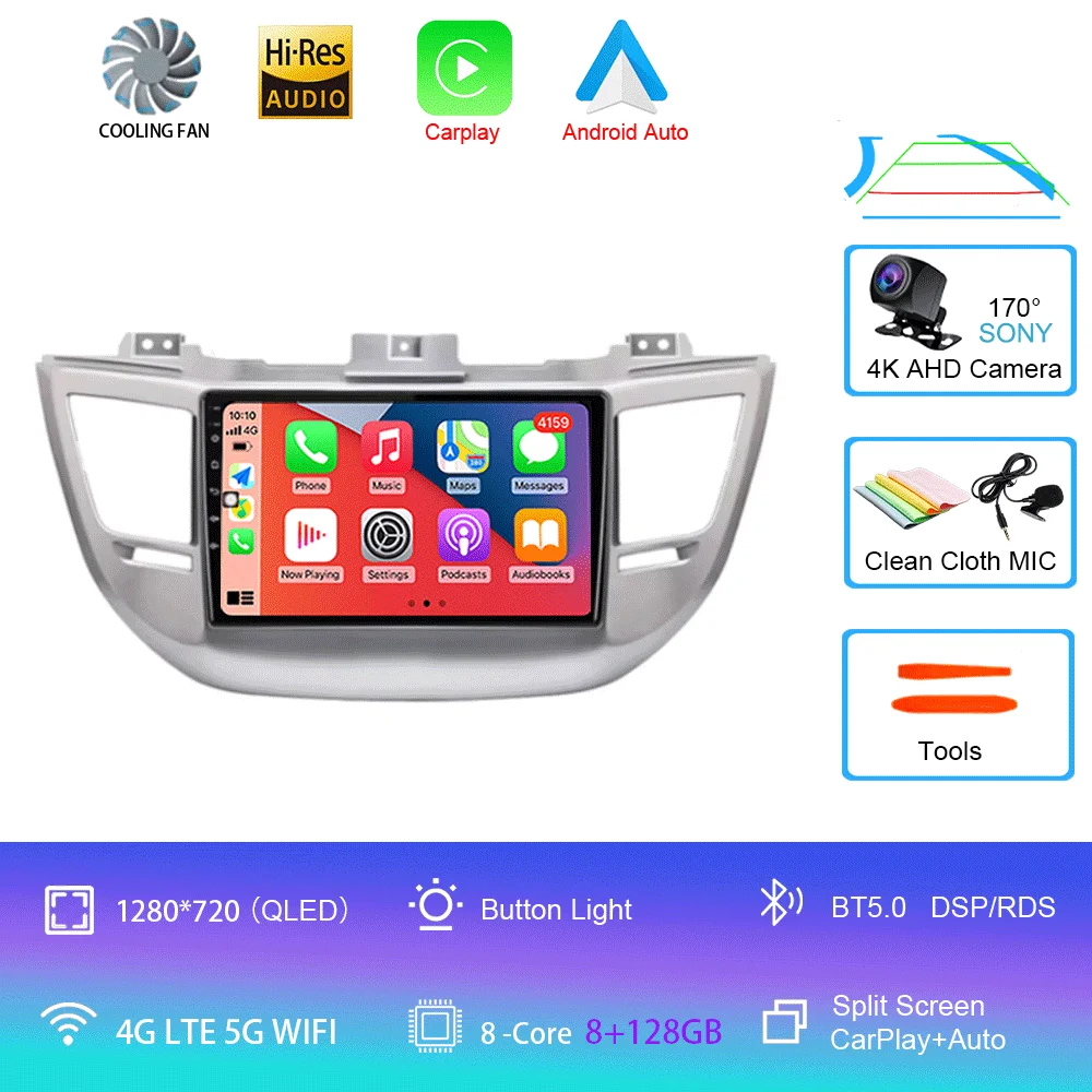 Android 16 autoradio Carplay voor Hyundai Tucson IX35 3 2015 2016 2017 2018 2Din multimediaspeler navigatie GPS head unit