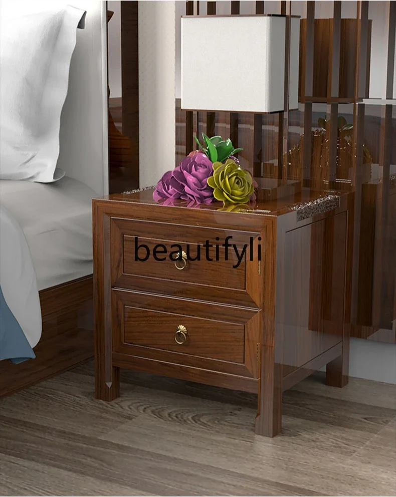 

New Chinese solid wood invisible safe bedside table