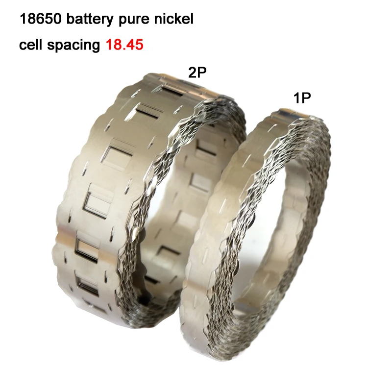 แถบนิกเกิลบริสุทธิ์1เมตรสำหรับ18650แบตเตอรี่ลิเธียมหนา0.15มม. ระยะห่างของเซลล์18.45มม.