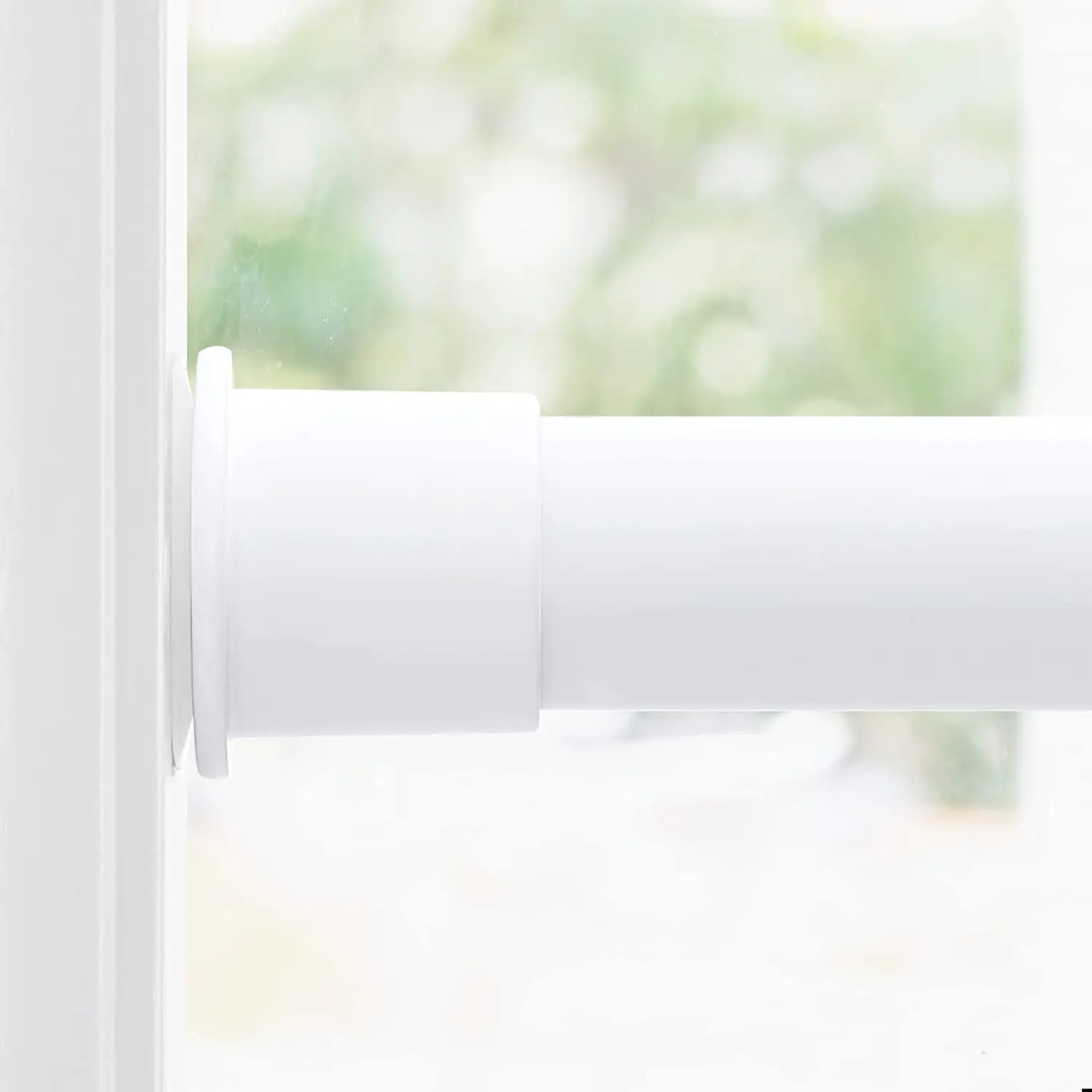 

White Spring Tension Curtain Rod, Easy Installation for Shower Curtains, Valances, Blinds & Shelves, Adjustable 48-80 Inches