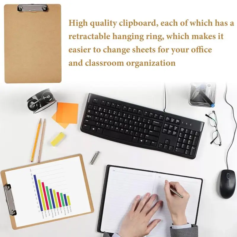 Papan Klip Papan Keras Papan Klip Kantor Papan Klip Ukuran Huruf A4 Standar dengan Klip Logam Profil Rendah untuk Siswa Wanita Pria dan