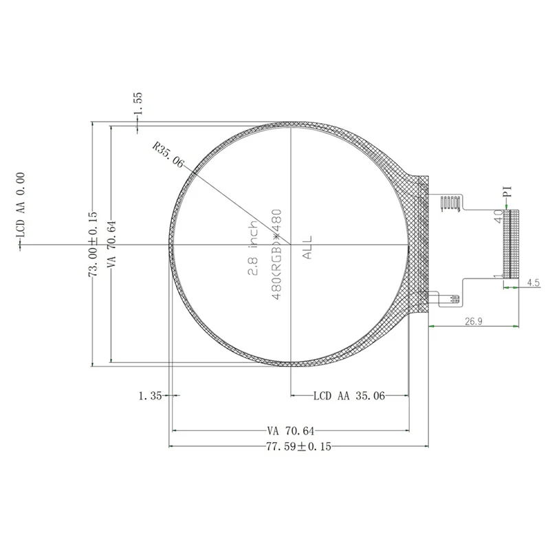 

LILYGO T-RGB ESP32-S3 2.8-Inch LCD Touch Circular Display S3R8 Development Board Wifi Bluetooth Development Board Easy To Use-N3