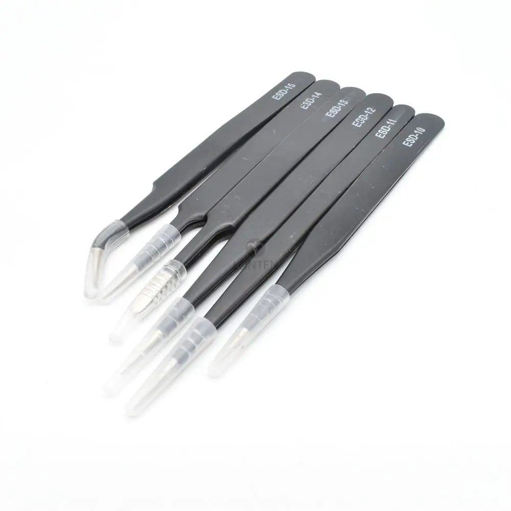 Precision Tweezers Set ESD Anti Static Stainless Steel Tweezers Repair Tools for Electronics Repair Soldering Craft LT00194