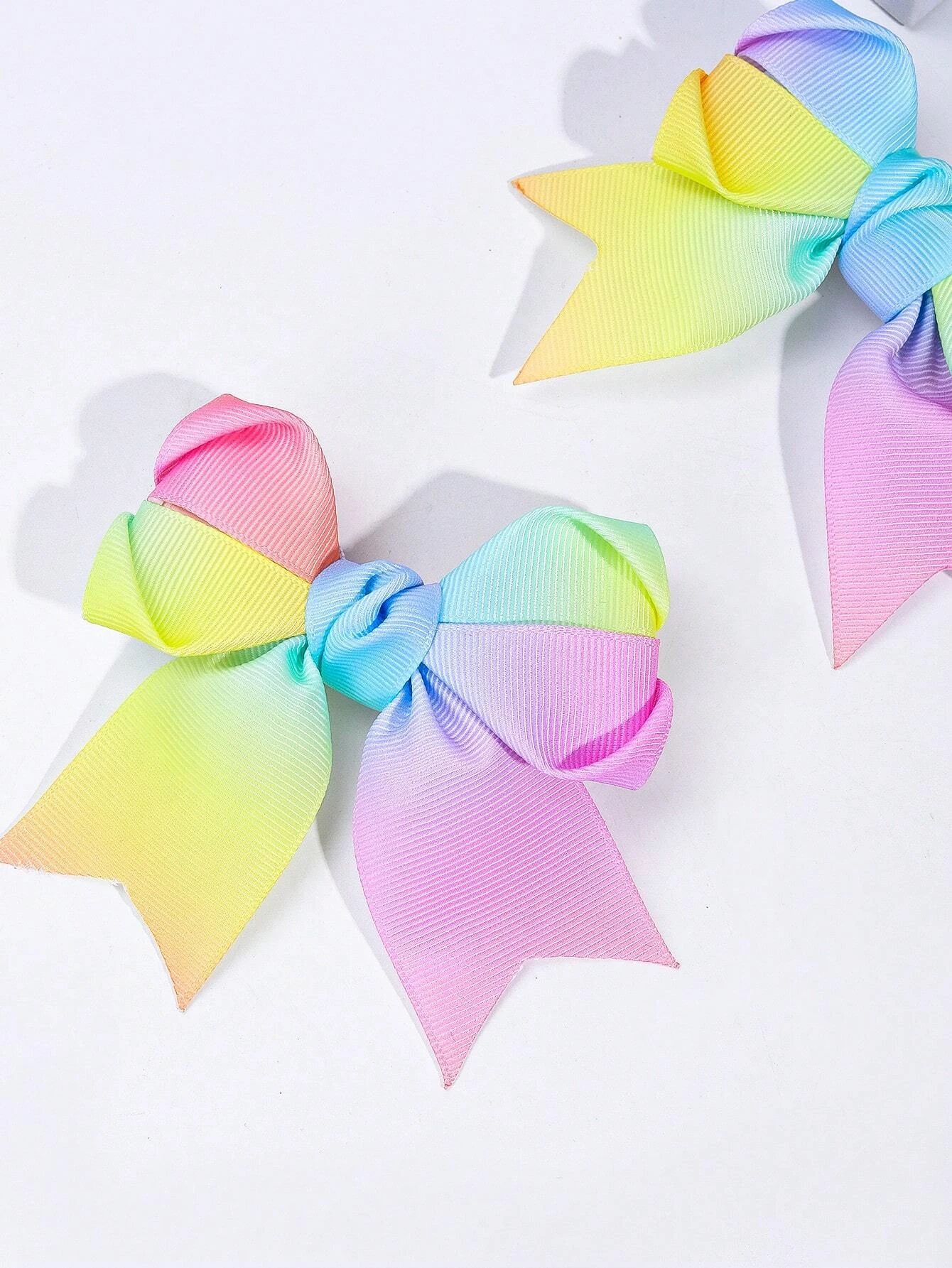 2pcs Gradient Rainbow Hair Bows for Girls Rainbow Sailor Bow Grosgrain Ribbon Bow Hair Clips Toddler Girl Bows Alligator Clips