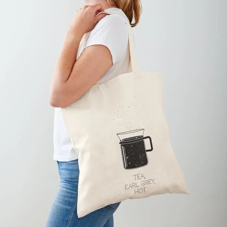 

Tea, Earl Grey, Hot - Captain Picard, Star Trek TNG, Star field (light backgrounds) Tote Bag custom bags large tote bag