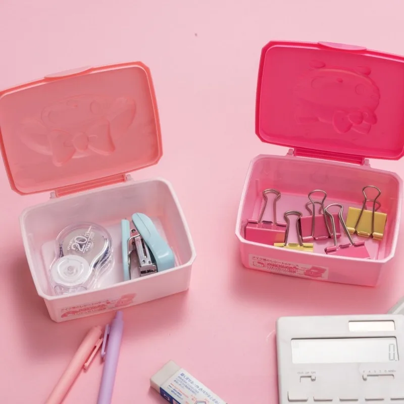 Genuine Sanrio Hello Kitty Storage Box Cartoon Flip-top Cotton Swab Stick Makeup Cotton Stationery Jewelry Storage Box