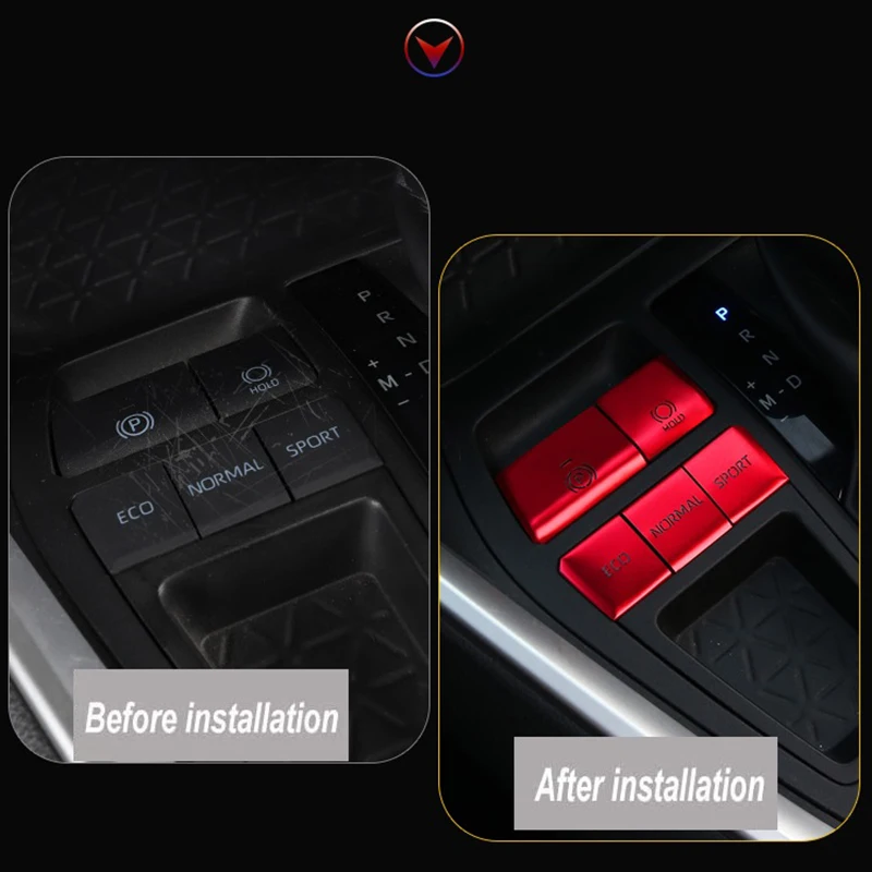 غطاء زر متعدد الوسائط بجهاز تحكم مركزي ، ملصق ترتر ، إكسسوارات حمراء لتويوتا راف 4 ، من من من الخارج ، من من من من الخارج ،