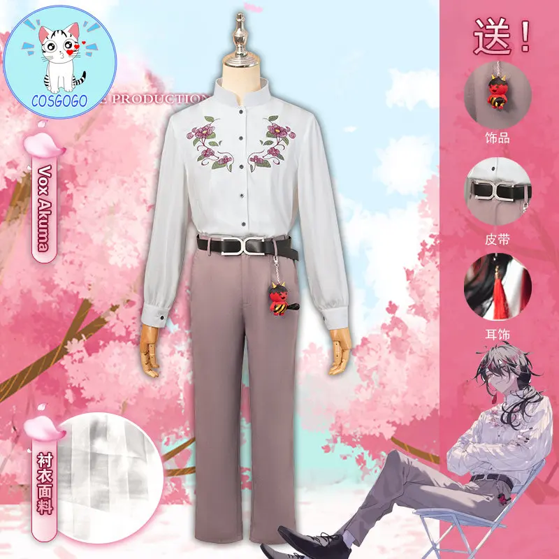 

Vtuber Nijisanji Sakura Bloom Outfit Vox Akuma Cosplay Costume Halloween Role Play Party Suit Women Men