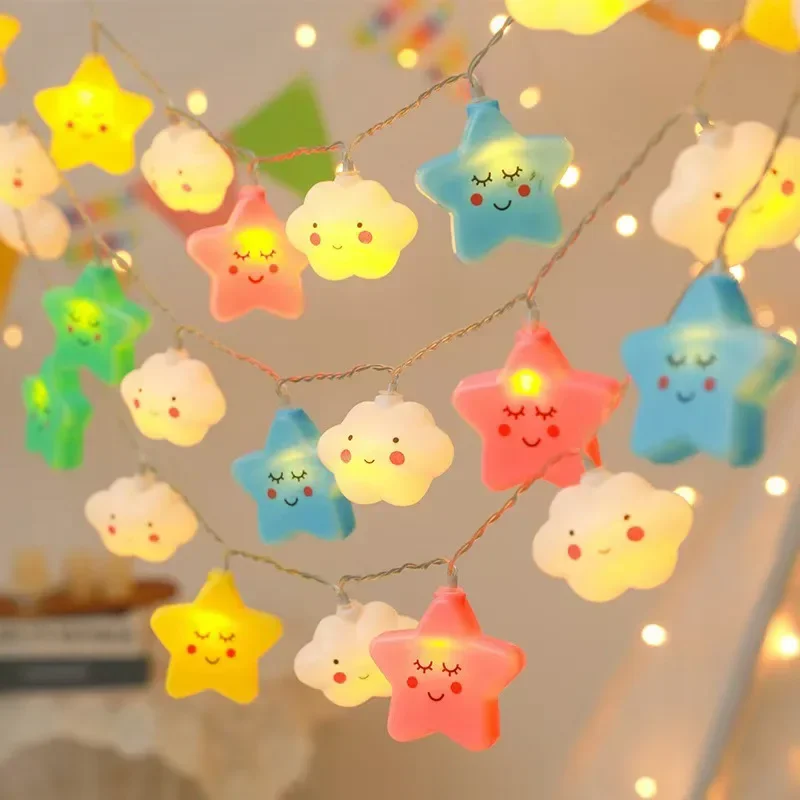 

Rainbow Star Cloud LED String Lights Battery Powered Twinkle Fairy Lights For Party Bedroom Home Decor
