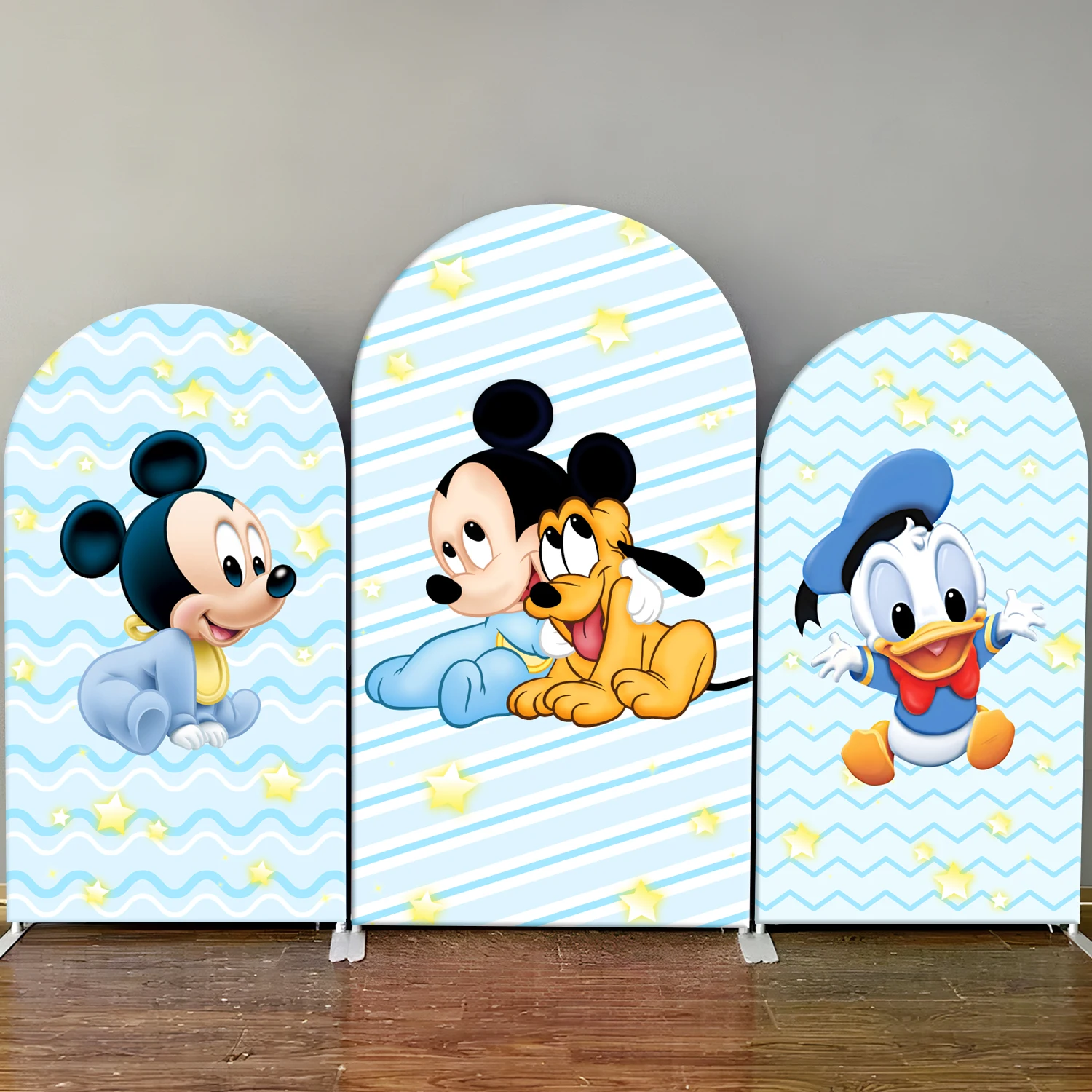 

Mickey Mouse Clubhouse Arch Backdrop Cover Disney Donald Duck Pluto Kids Birthday Party Baby Shower Photography Background