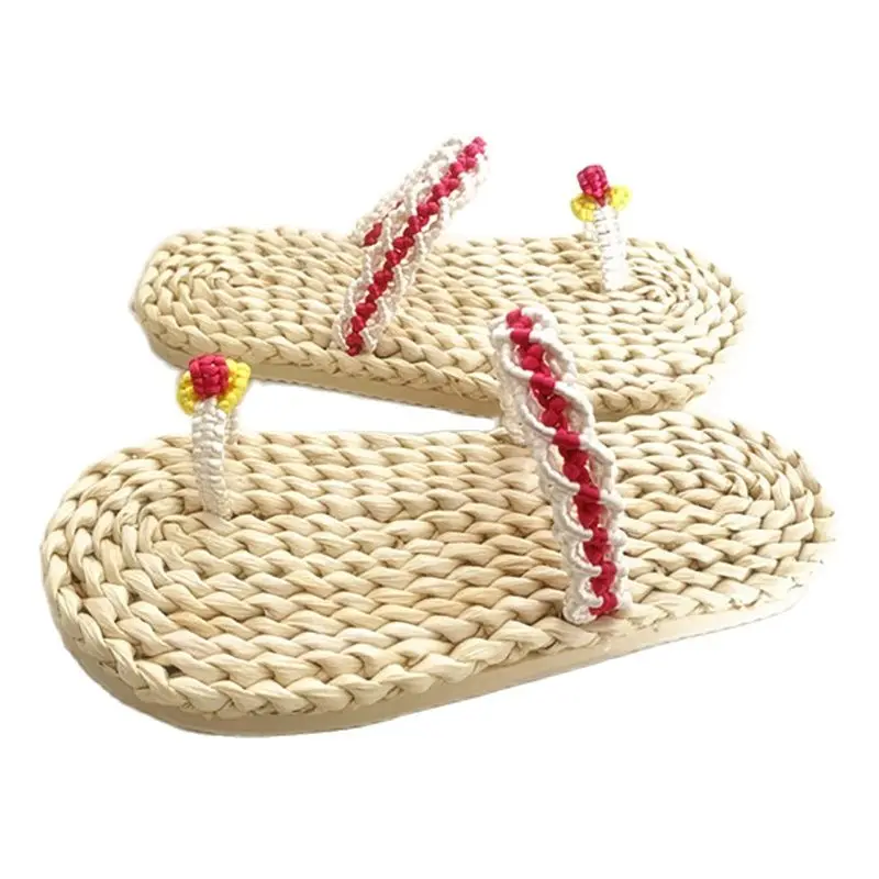 2023 New Lovely Lady Set Thumb Sandals Cornhusk Hand-Woven Fashion Creative Home Straw Sandals Natural Environmental Protection