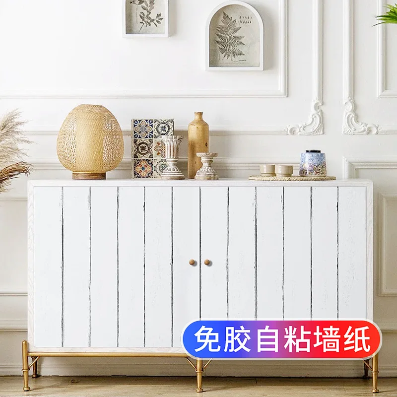 ورق حائط ذاتي اللصق من الخشب الأبيض مقاوم للماء للأثاث القديم يغطي البقع القبيحة تجديد خزانة خزانة الأحذية الكابينة