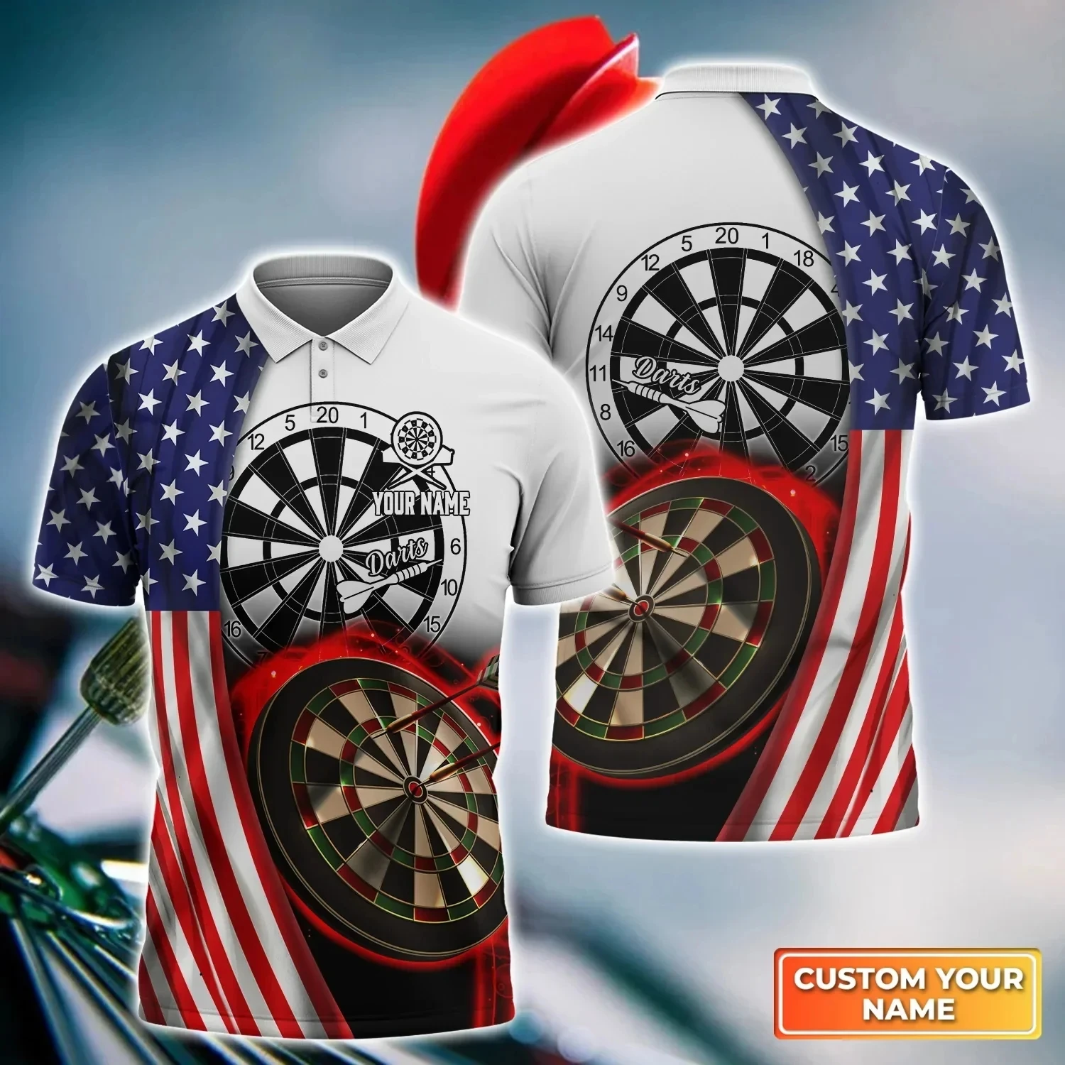 New custom name dart player 3D printed men's polo shirt unisex summer street casual sports short sleeved polo shirt top K004 image 4