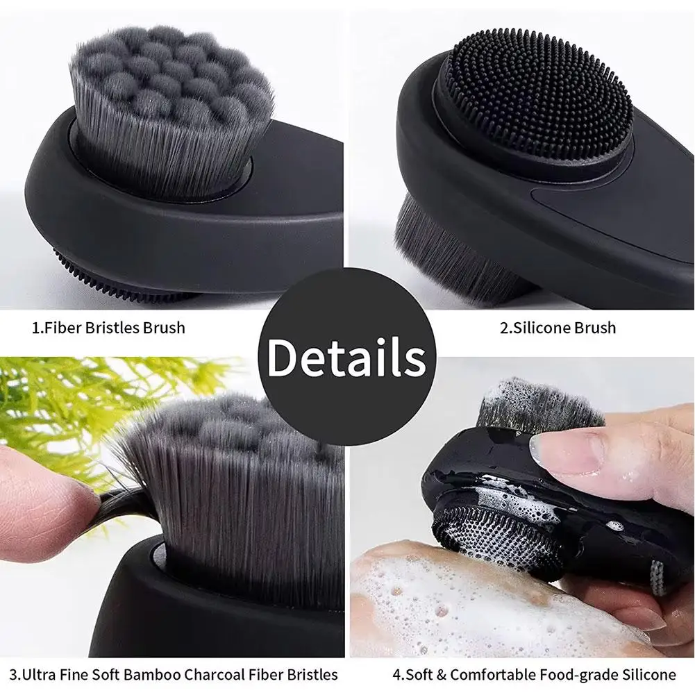 منظف الوجه السيليكون الثنائي ثلاثي الأبعاد، فرشاة غسيل تدليك الوجه اليدوية، أداة تنظيف فرشاة الوجه مزدوجة الجوانب