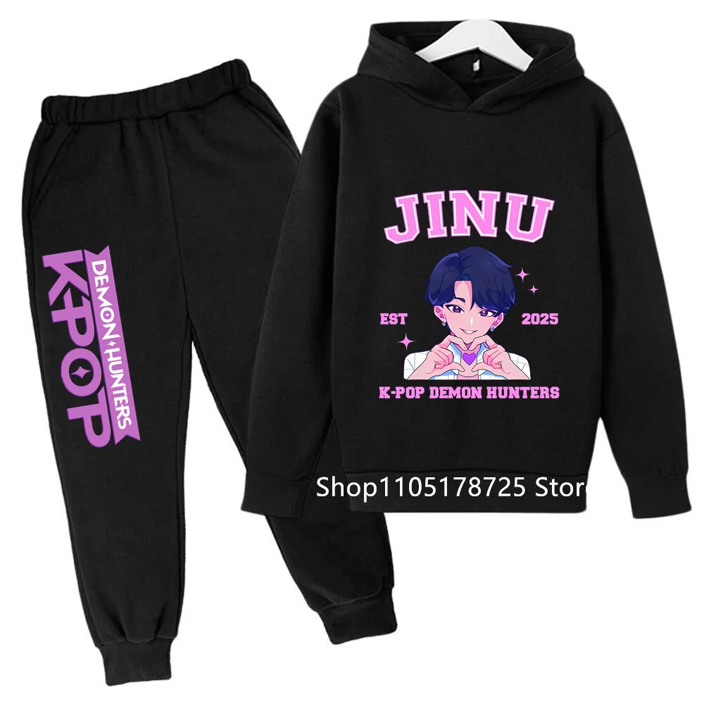 

2026 Hot movie korean style Set Children Hoodies Kpop Demon Hunters Pullover Sweatshirt Trucksuit Cartoon Girls Boy Kids Clothes