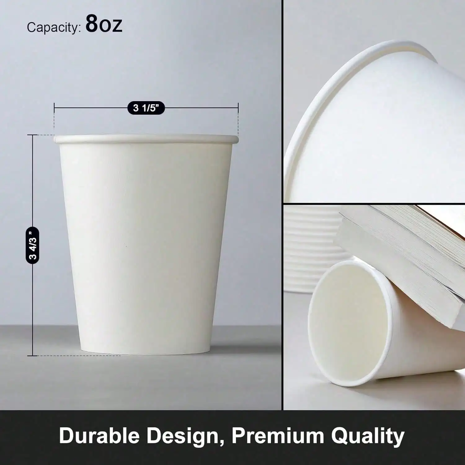 8oz Disposable Paper Cups 120 Pack Eco Friendly Hot Cold Drink Cup for Coffee Tea Water