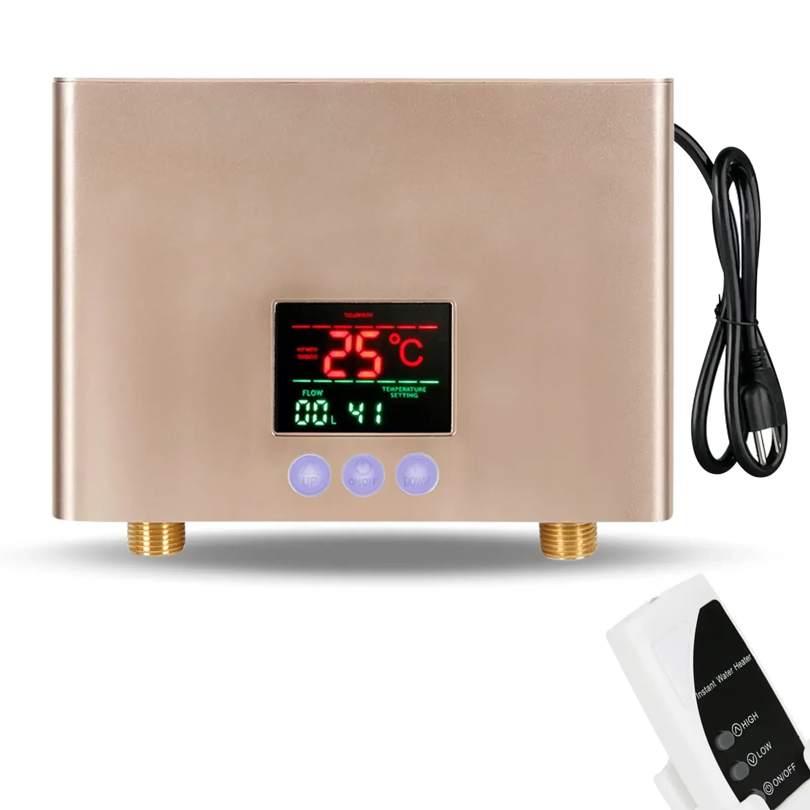 Calentador de agua sin tanque, Mini calentador de agua caliente instantáneo eléctrico de 3000W, pantalla LED, bajo demanda, con Control remoto