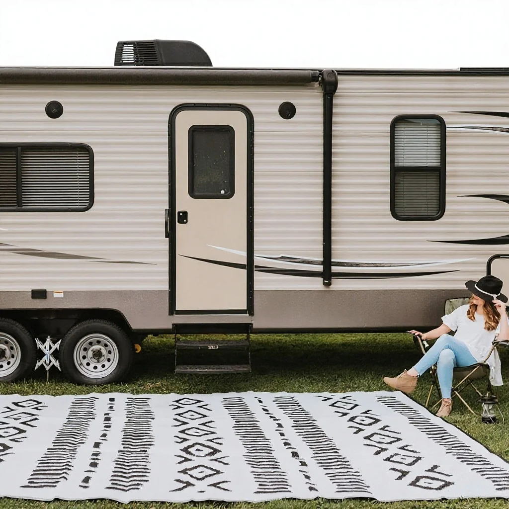Camping Equipment RV Floor Mat & Garden Mat PP Woven Anti-aging Moisture-proof Customizable No Inflation Outdoor