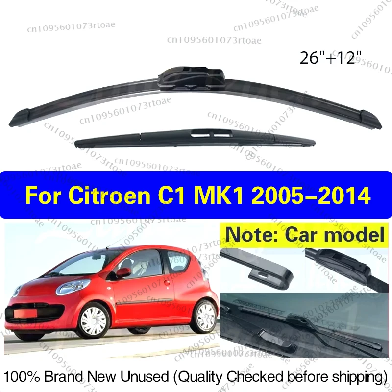 

For Citroen C1 MK1 2005 - 2014 Wiper Front Rear Wiper Blades Windshield Windscreen Window Car Brushes 26"+12" Car Accessories