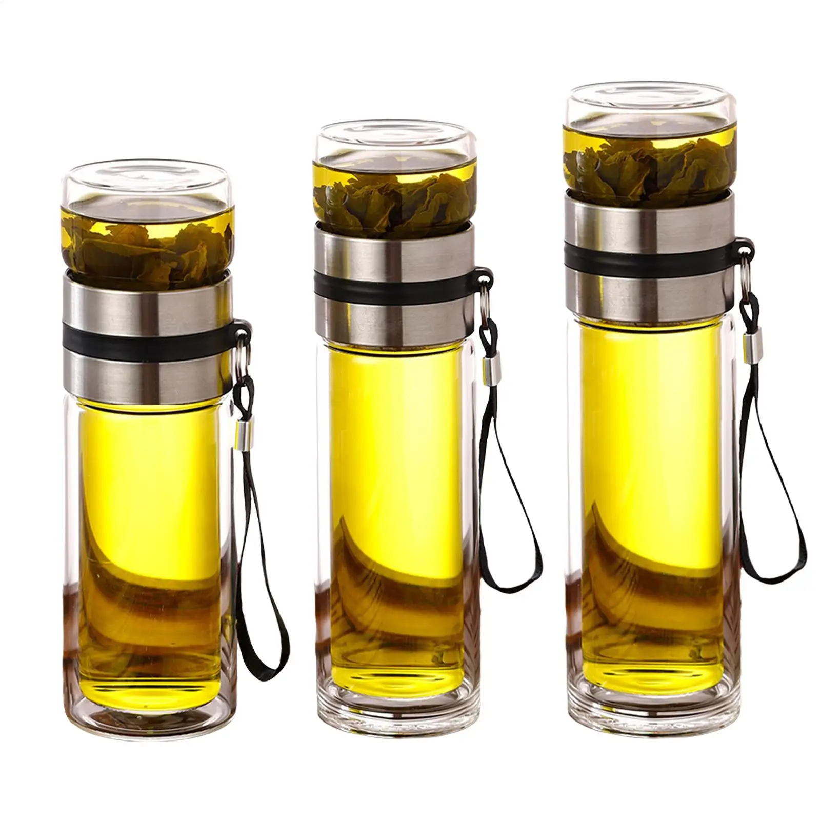 Tee-Wasserflasche aus Hochwertigem Borosilikatglas, Doppelwandiger Tee-Wasserbecher, Infuser-Trinkgefäß mit Teefilter