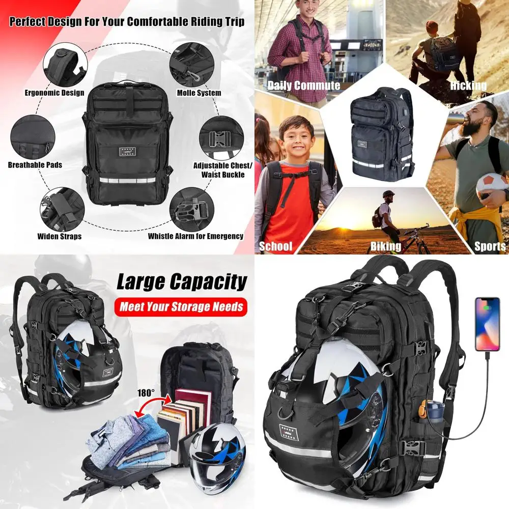 

Goldfire Motorcycle Helmet Backpack for Men Expandable 30L Large Capacity Waterproof Motorcycle Backpack Hiking Outdoors Bag Rid
