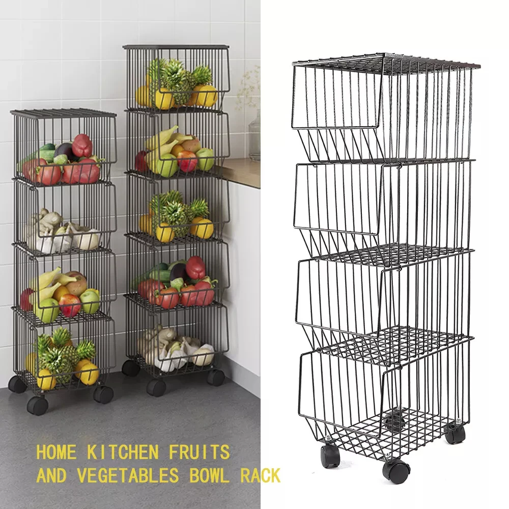 

Kitchen Storage Rack Multiple Layers Of Bowls Plates Vegetables, Fruits Baskets Miscellaneous Items