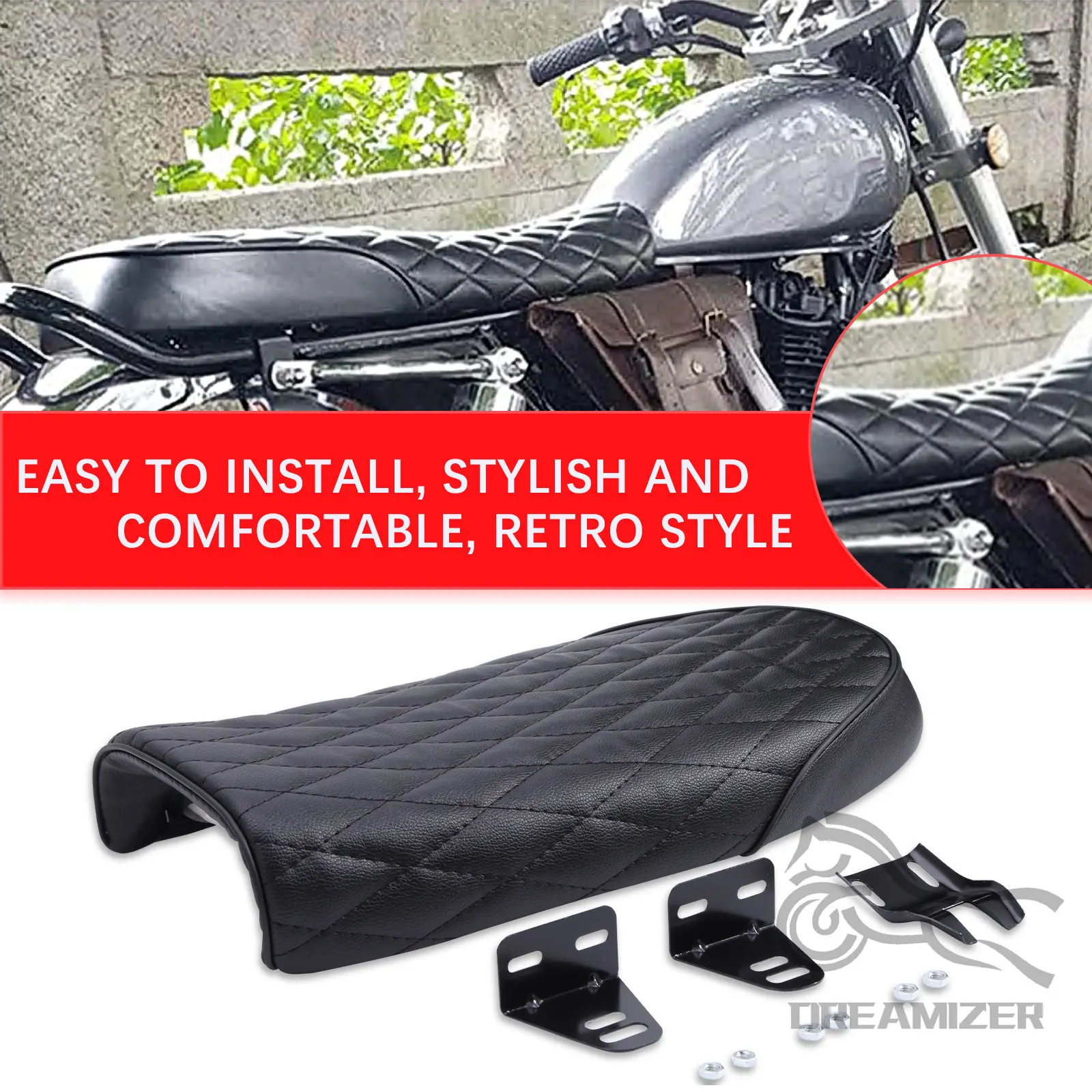 Motorcycle Cafe Racer Scrambler Seat Vintage Retro Saddle Seat Hump For Honda CG CB750 CB200 CB350 CL350 CB400/550 For KAWASAKI